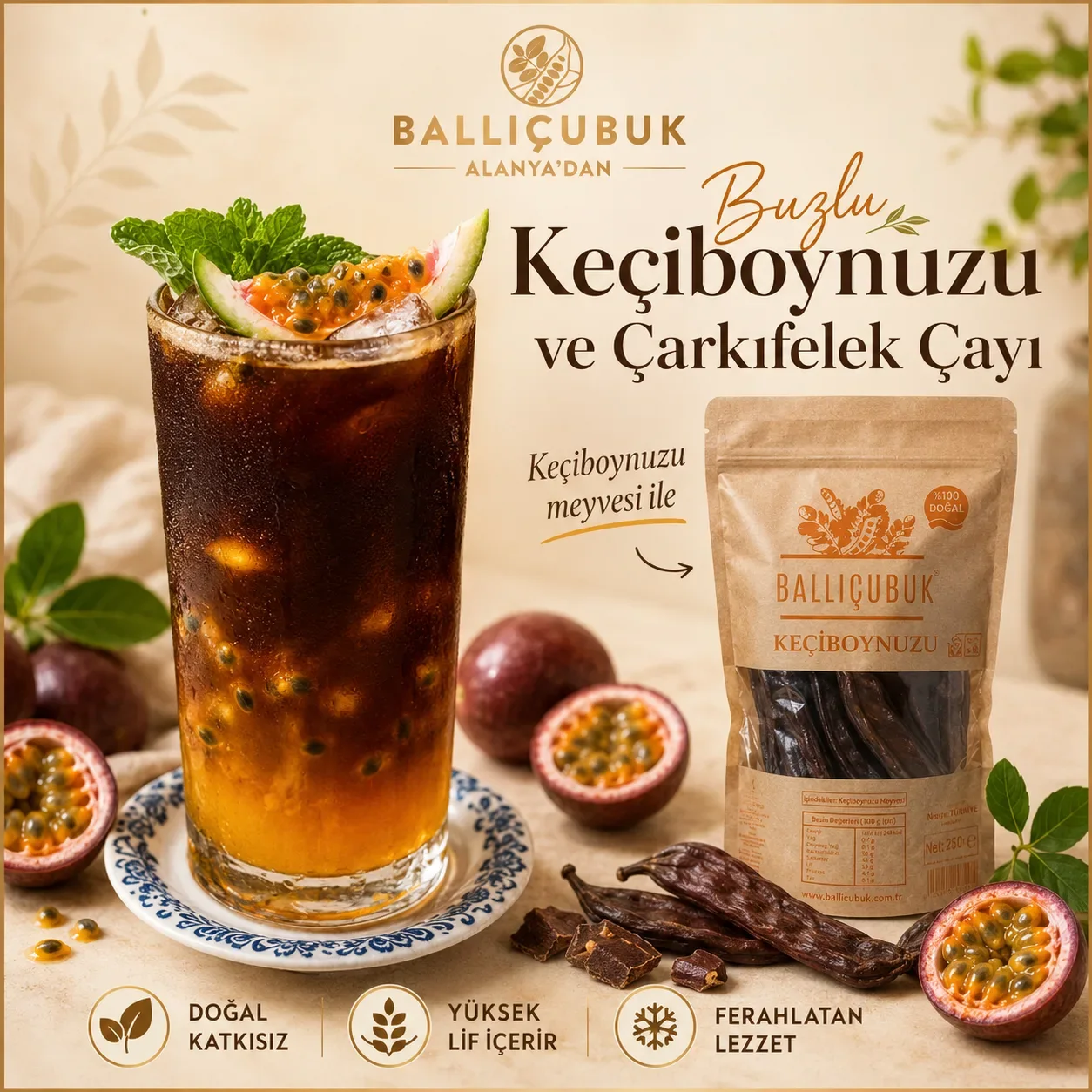 Iced Carob and Passion Fruit Tea Recipe