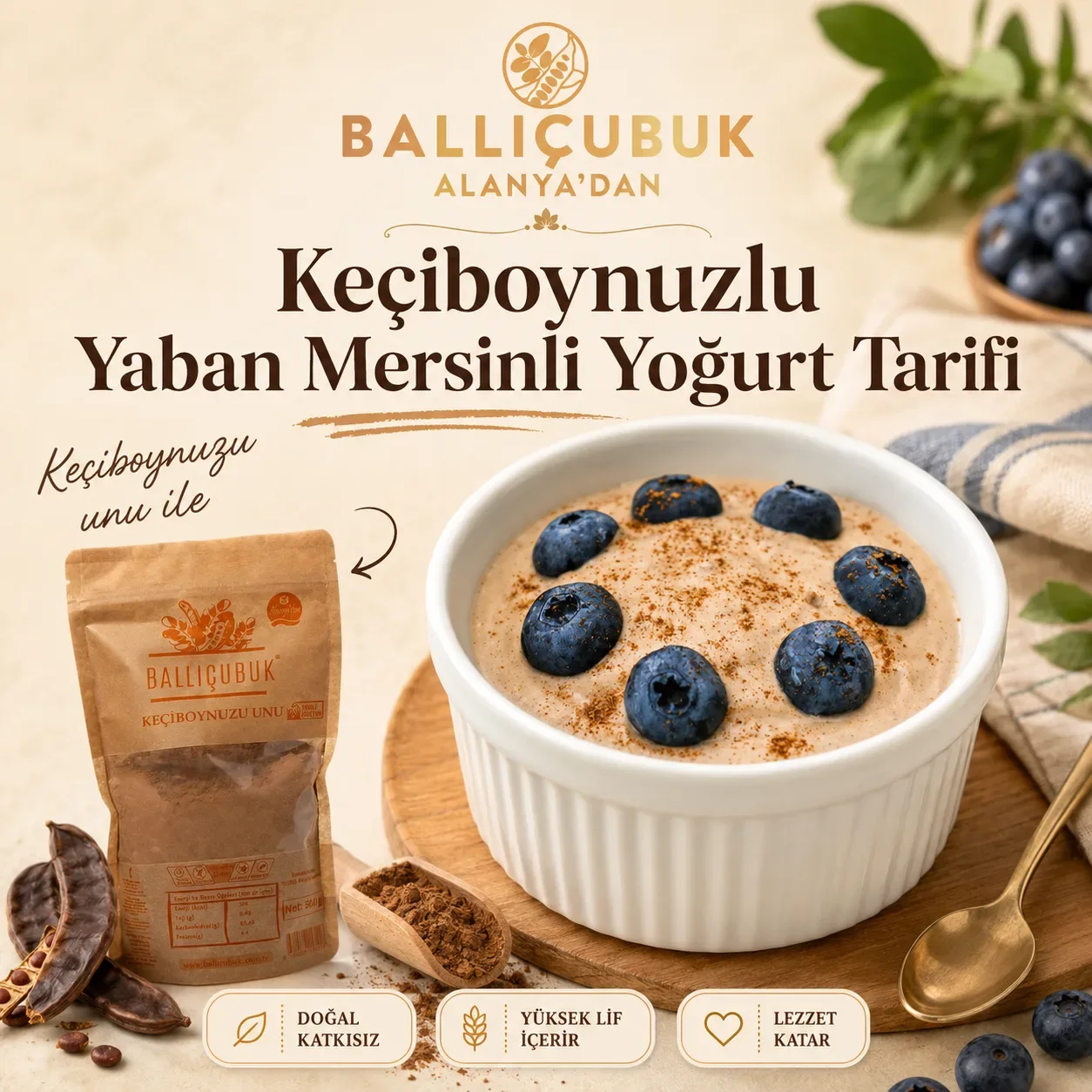 Keçiboynuzlu Yaban Mersinli Yoğurt Tarifi