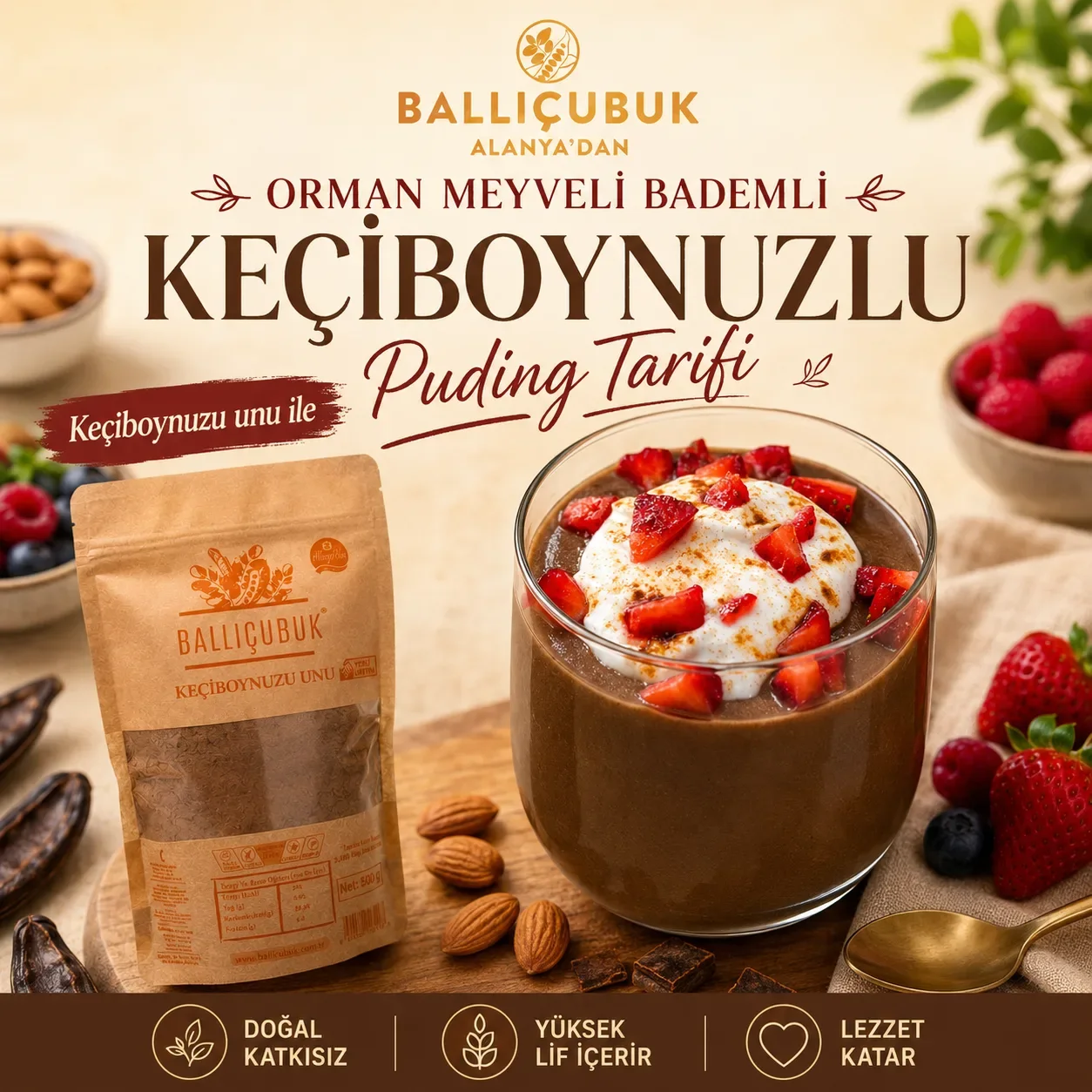Berry Almond Carob Pudding Recipe